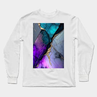 Geometric Marble - Abstract Alcohol Ink Resin Art Long Sleeve T-Shirt